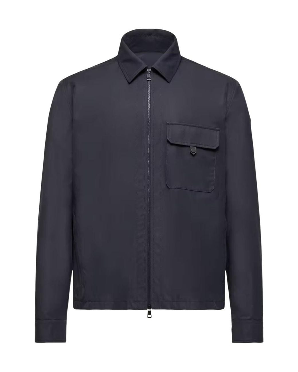 Moncler Blue Leather Logo Cotton Blend Shirt for men