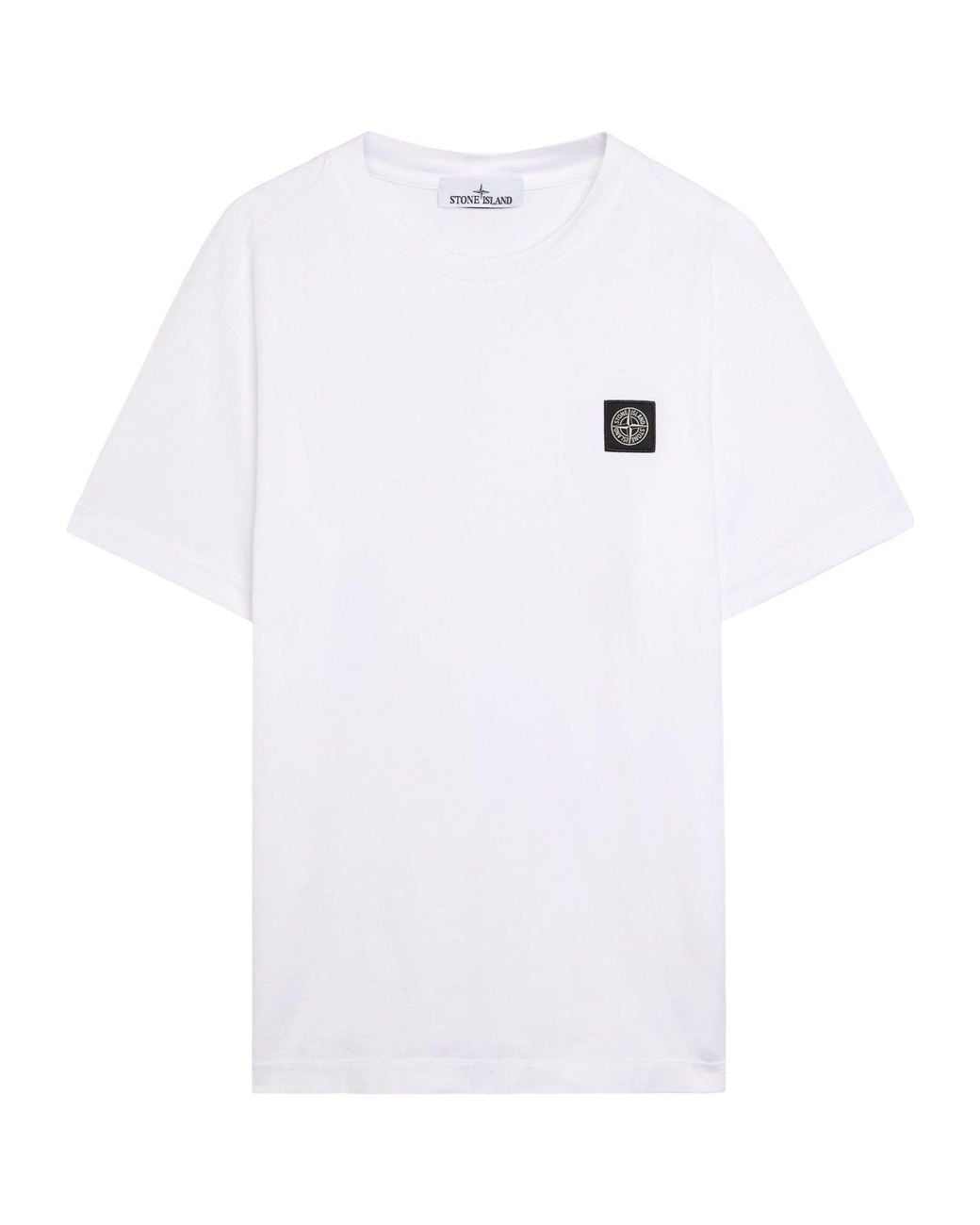 Stone Island White Compass Badge Cotton T-Shirt for men