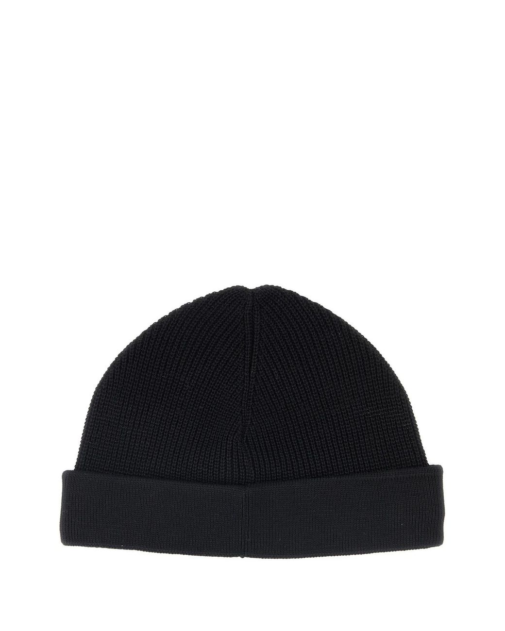 C P Company Black Metropolis Series Logo Beanie Hat for men