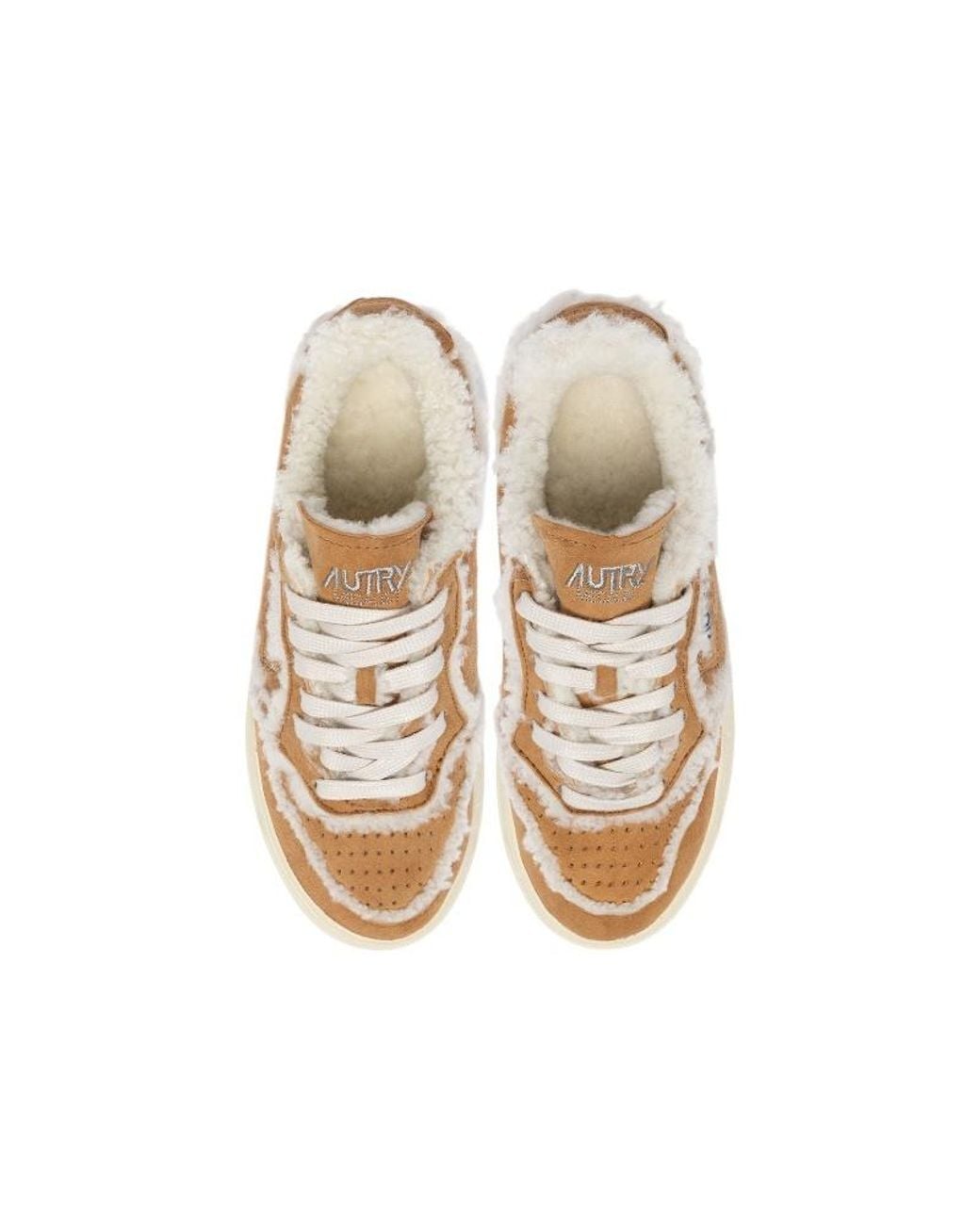 Autry Natural Medalist Shearling-Trim Sneakers