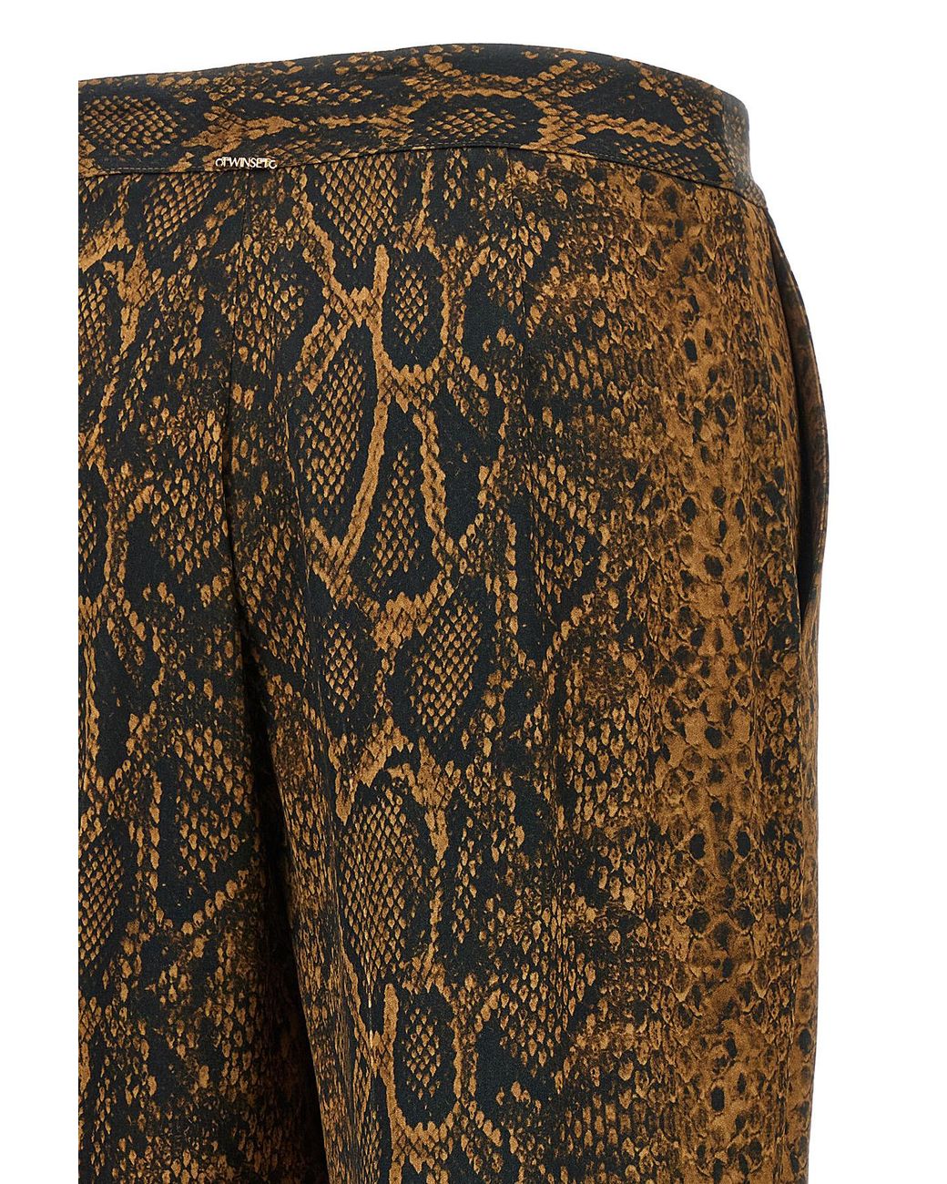 Twinset Brown Wide-Leg Animal Print Pants