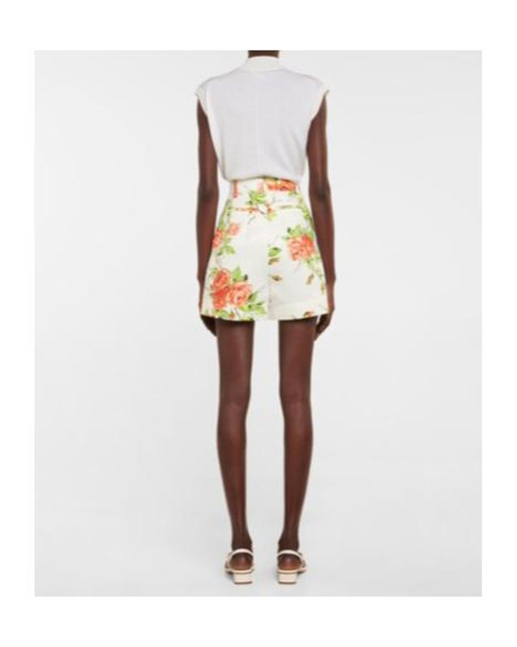 Emilia Wickstead White Elliot Floral Taffeta Faille Shorts