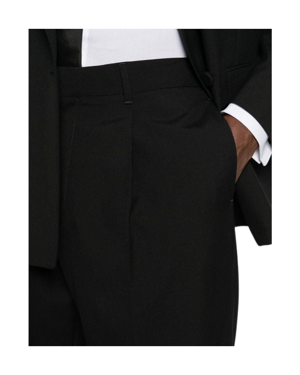 Lardini Black Pleated Wide-Leg Trousers for men
