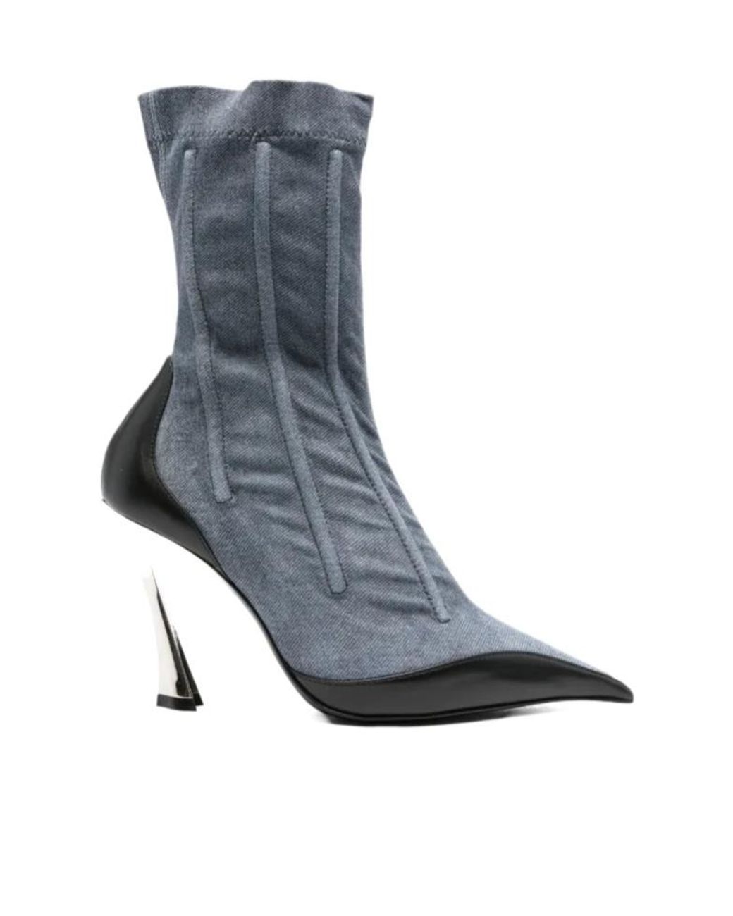 Mugler Blue 110Mm Pointed-Toe Ankle Boots