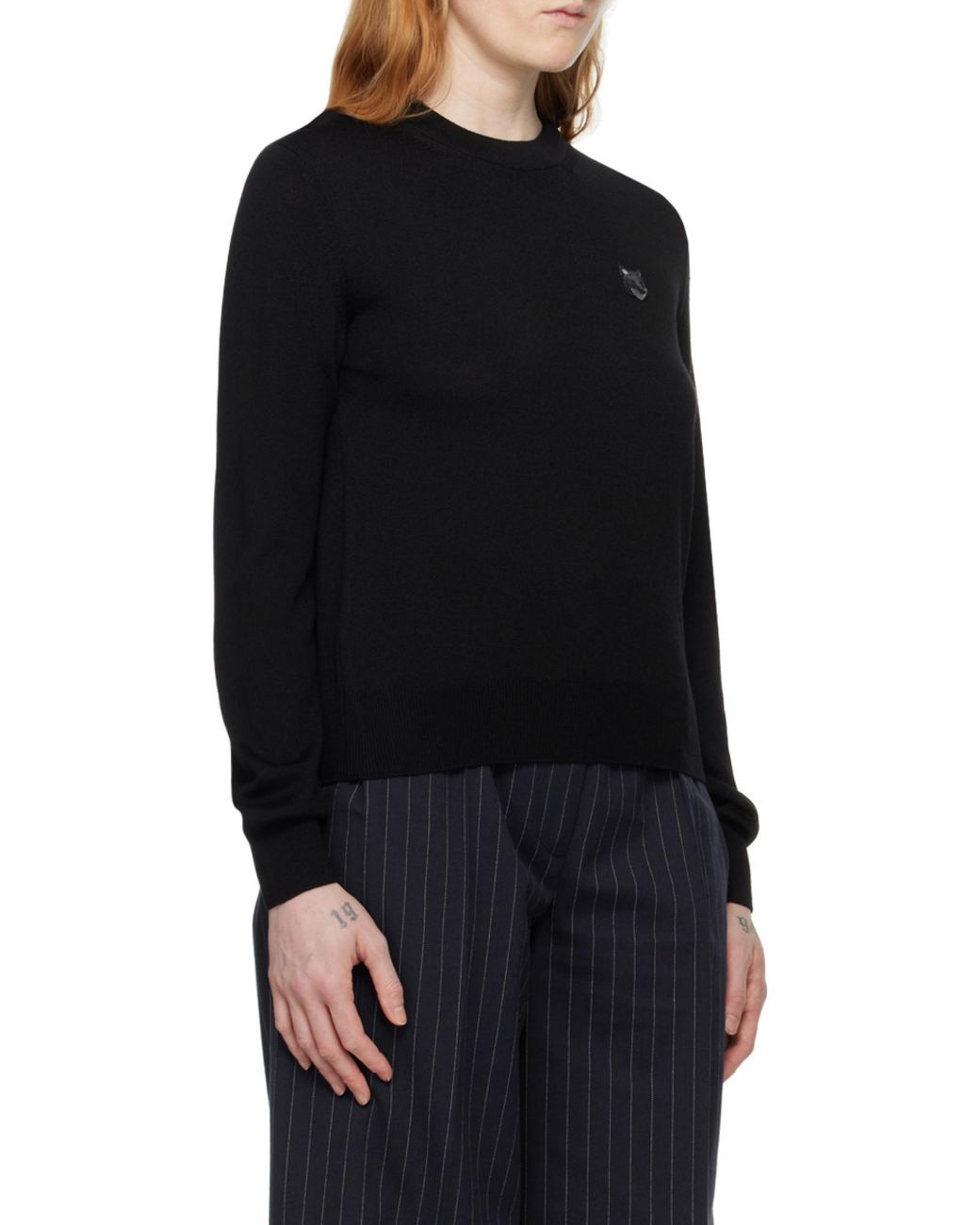 Maison Kitsuné Black Maison Kitsuné Fox Head Patch Knitted Jumper