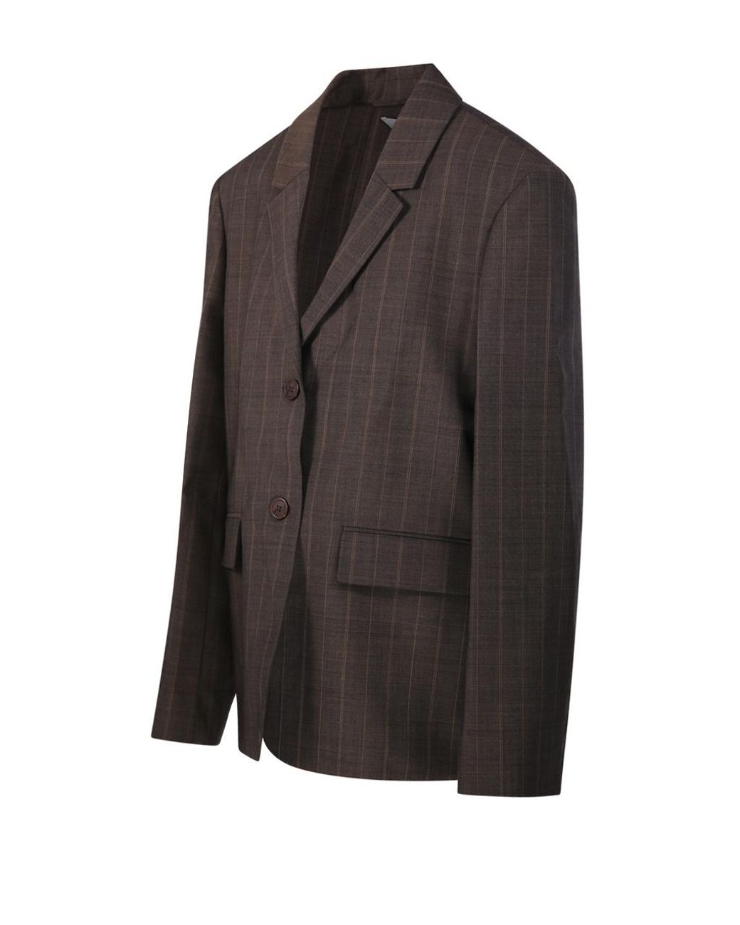 Ganni Brown Single-Breasted Pinstriped Blazer