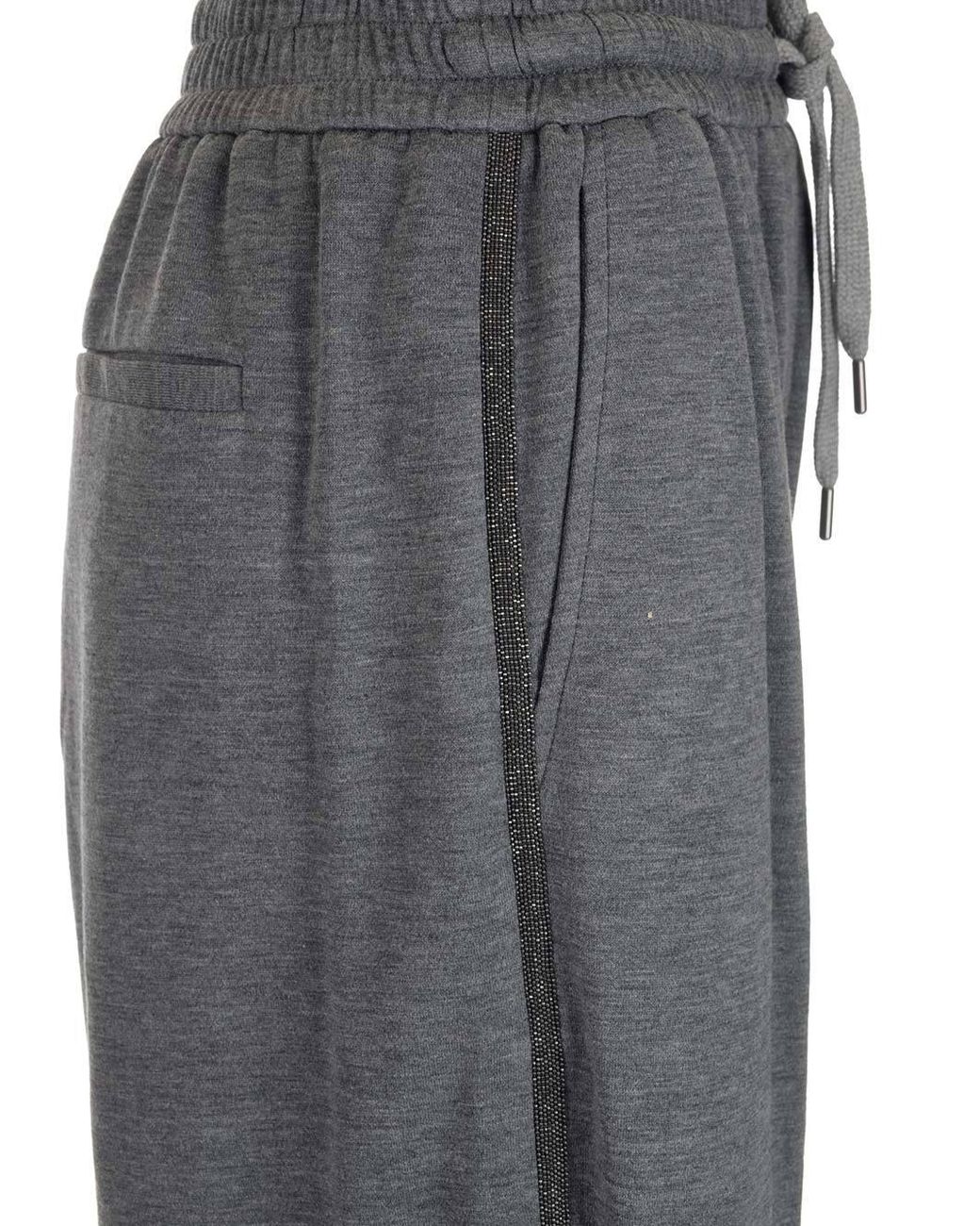 Brunello Cucinelli Blue Wide Leg Trousers With Drawstring