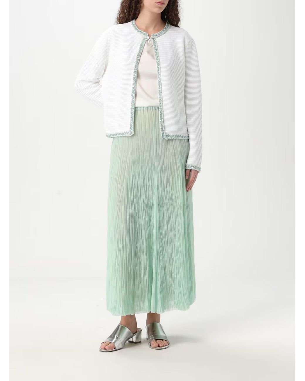 Fabiana Filippi Green Pleated Tulle Skirt