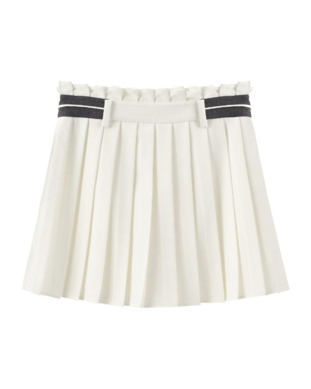 Marissa Chiara White Logo Pleated Skirt