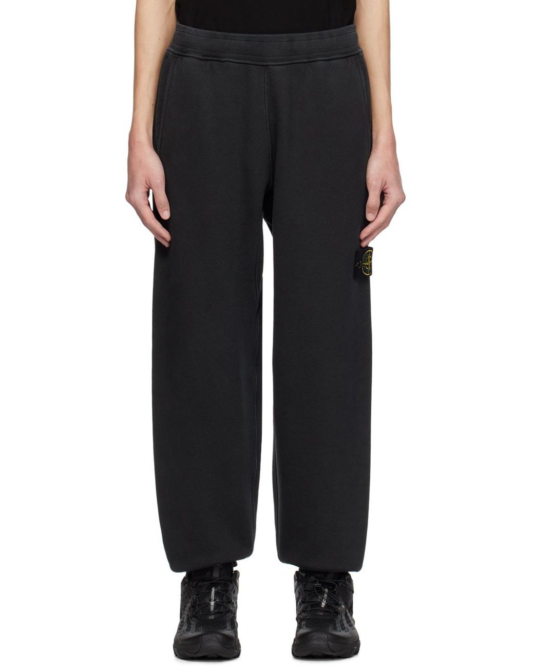 Stone Island Black Logo Patch Track Pants for men