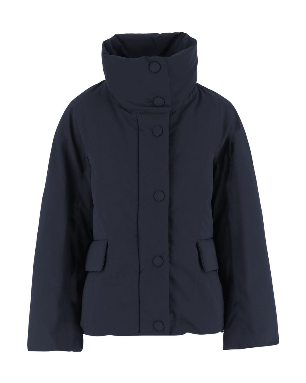 Aspesi Blue Long-Sleeved High-Neck Padded Jacket