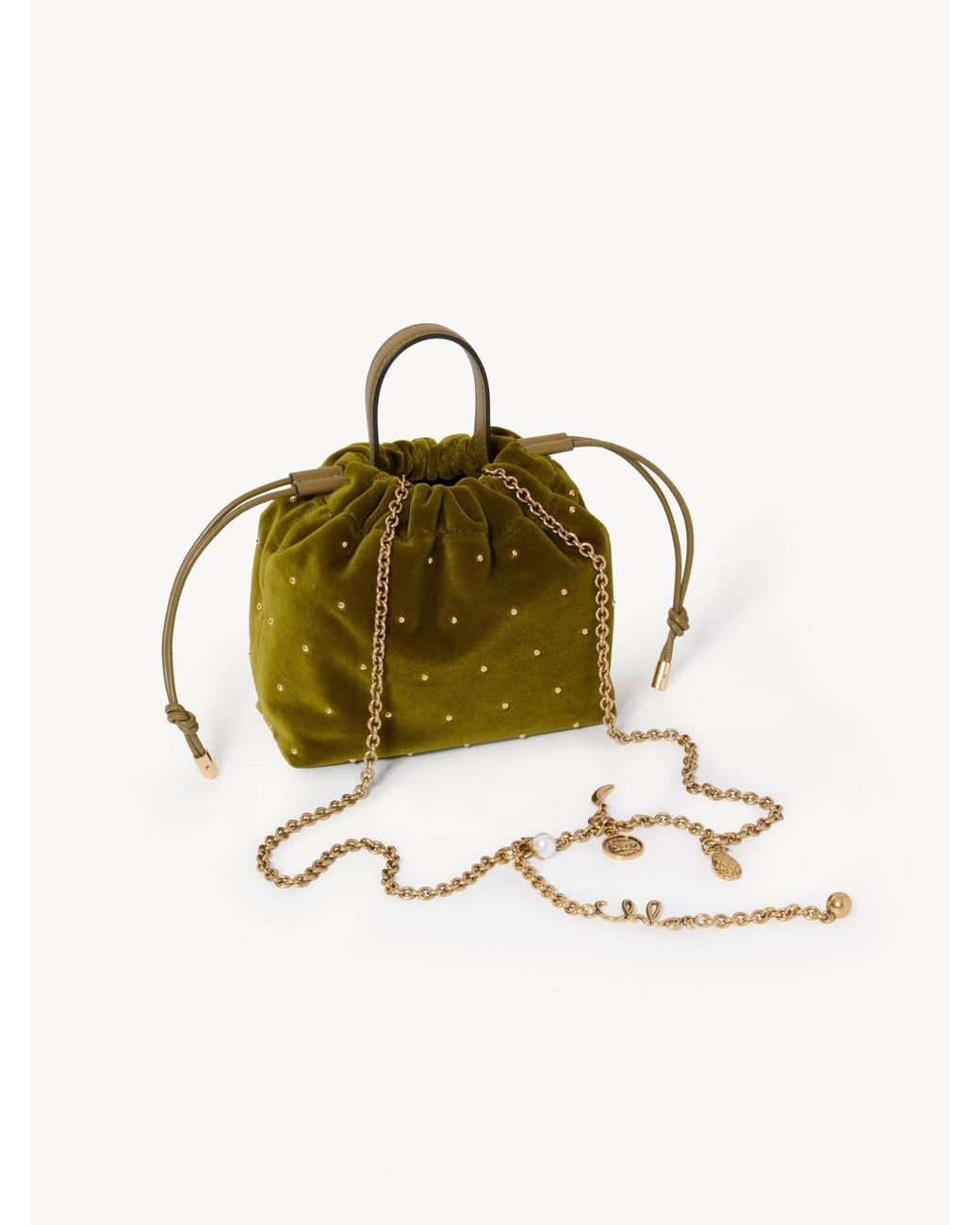 Chloé Green Mini Chloé Icons Shoulder Bag With Chain