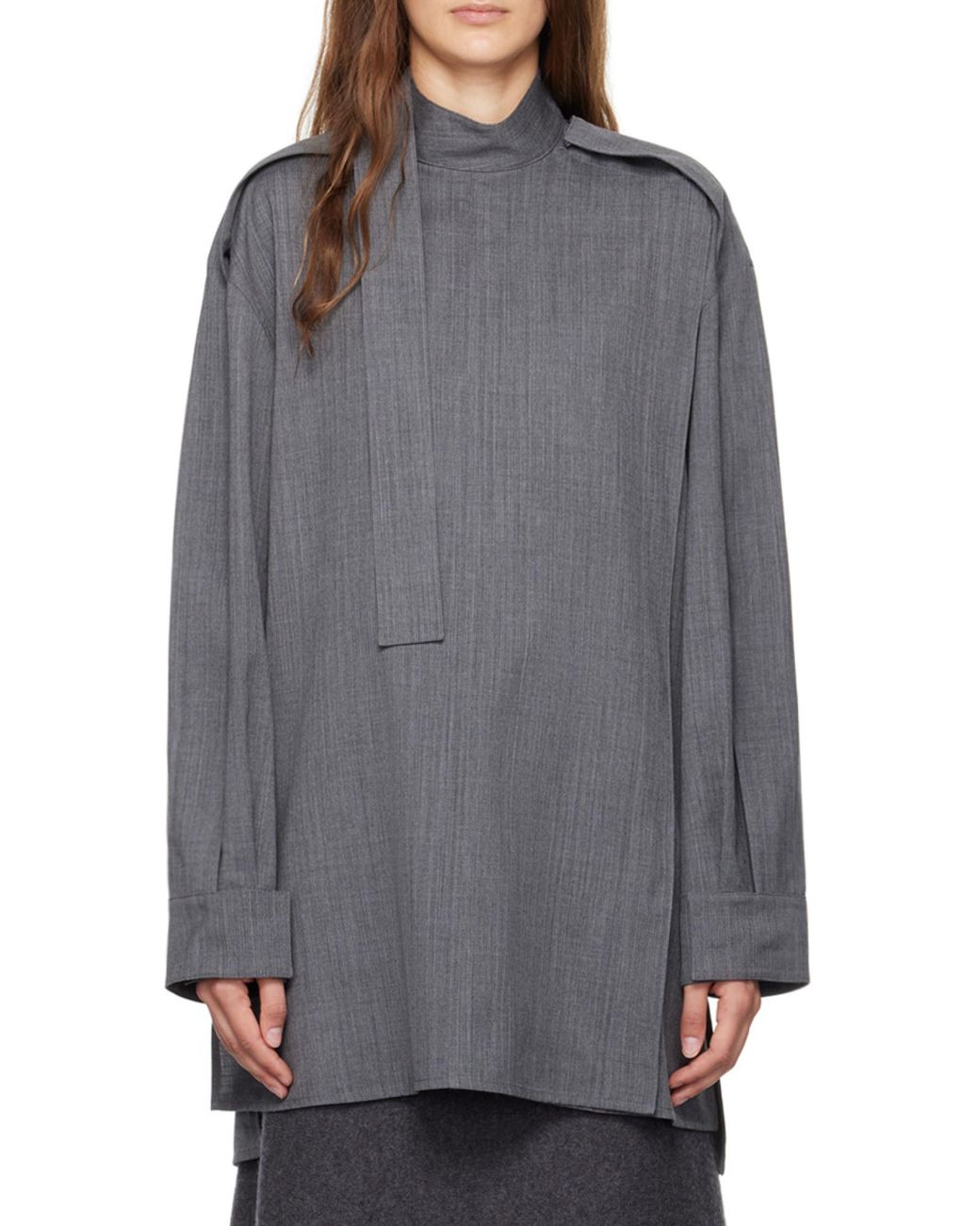 Jil Sander Gray Wool Blouse