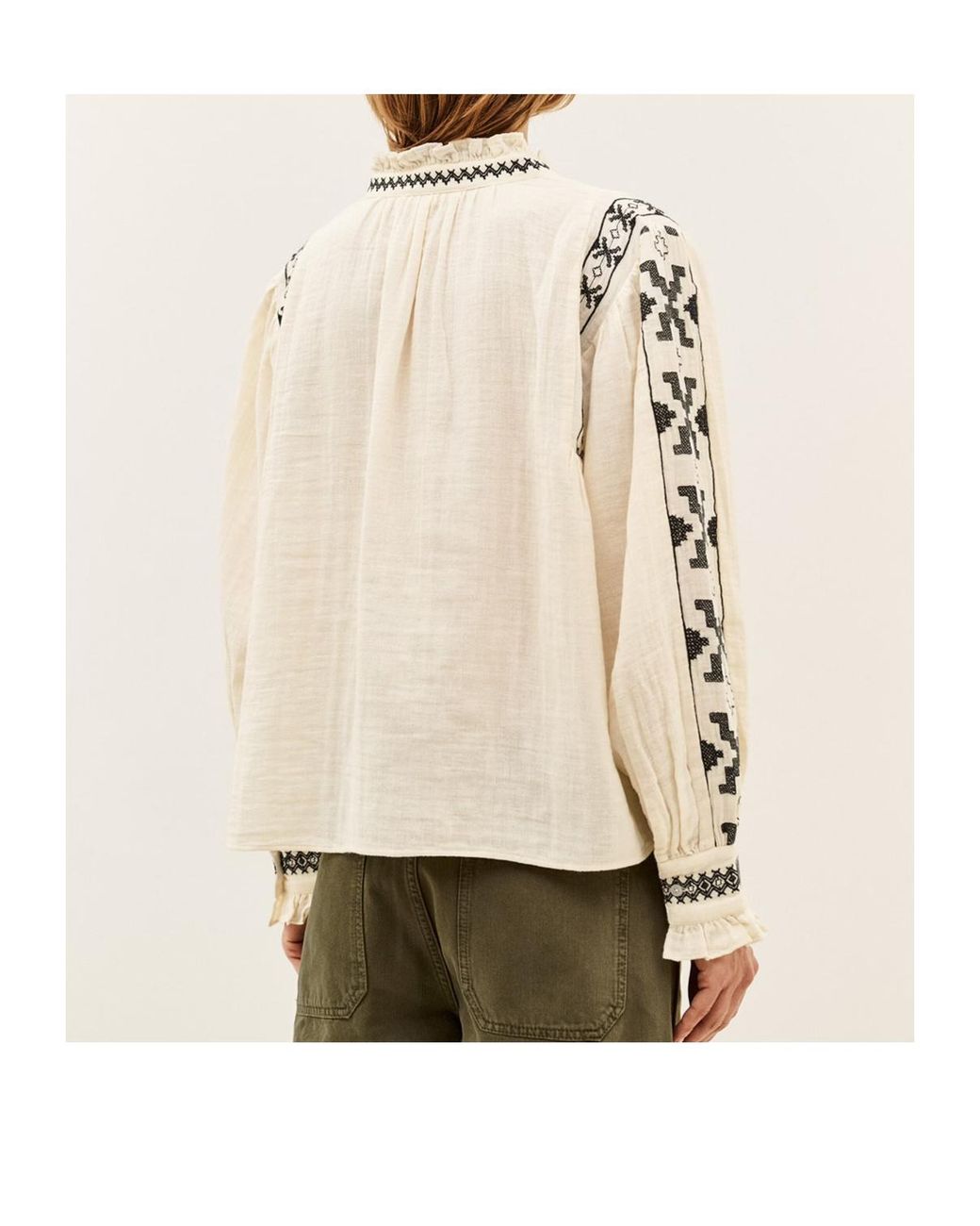 Ba&sh Natural Long-Sleeved Shirt With Pleat Details