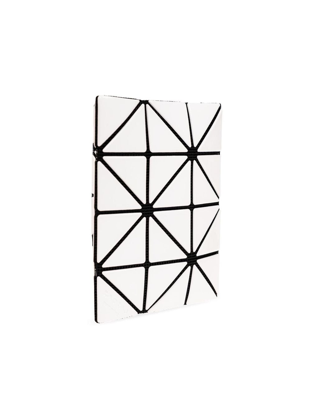 Issey Miyake White High-Shine Geometric-Design Cardholder for men