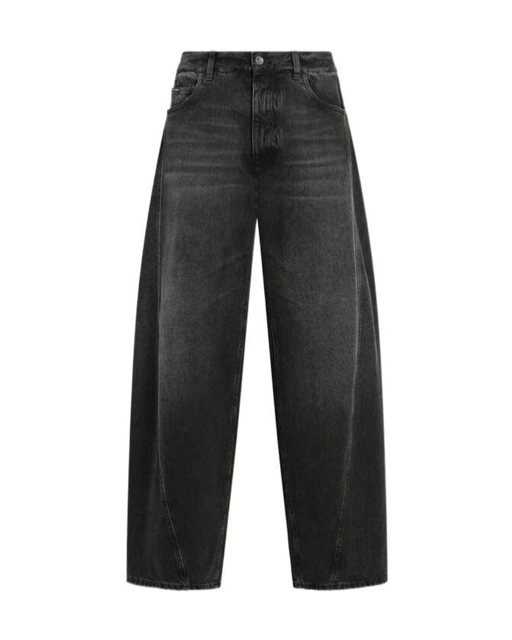Dolce & Gabbana Gray Logo Plaque Wide-Leg Jeans for men