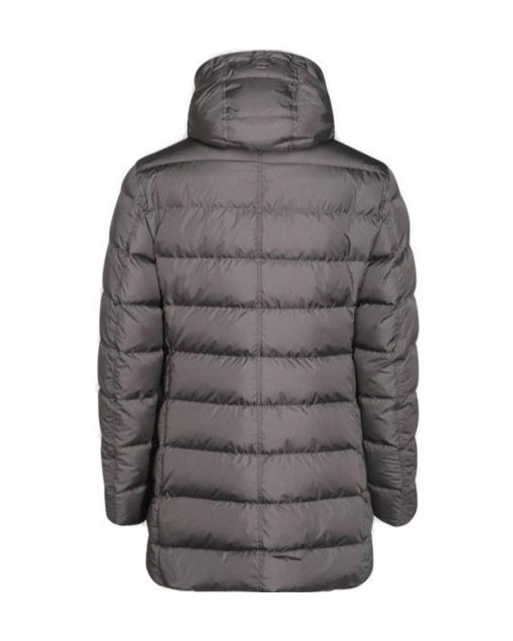 Herno Gray Hooded Quilted Down Coat for men