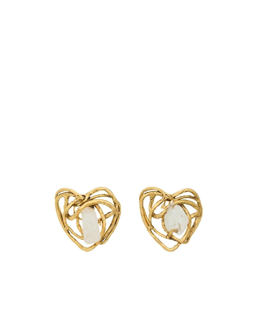 Saint Laurent Metallic Boucles Doreilles Cœur En Quartz Et Metal