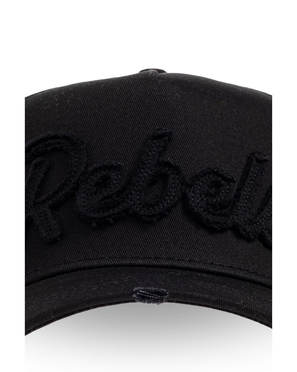 DSquared² Black Distressed Baseball Cap for men