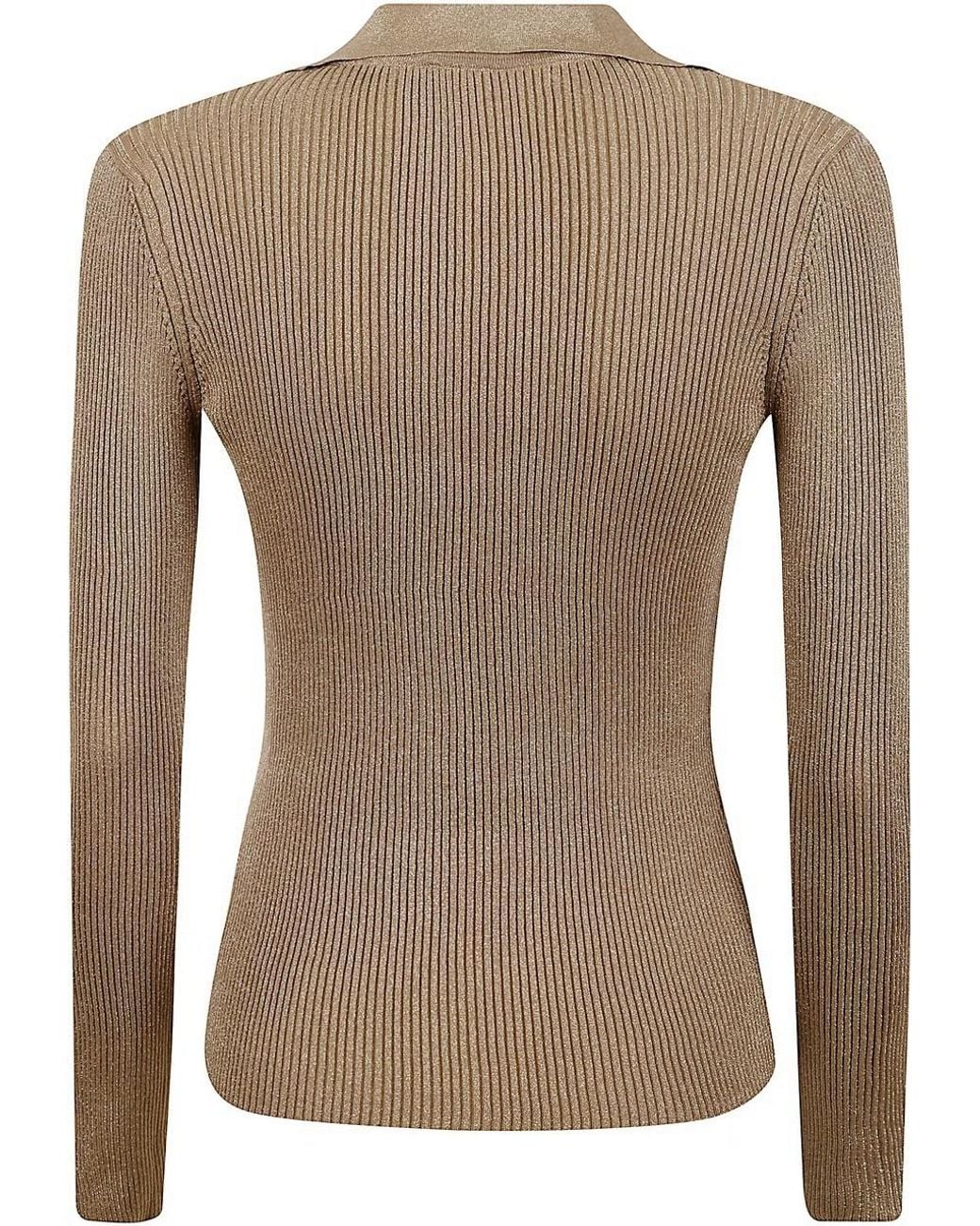 Max Mara Brown V-Neck Long-Sleeved Jumper