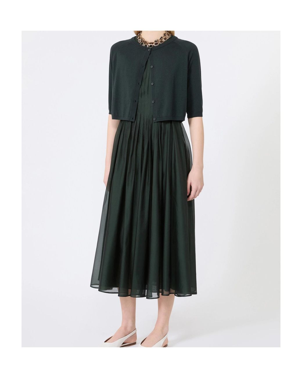 Max Mara Black Silk-Blend Organza Fit-And-Flare Maxi Dress