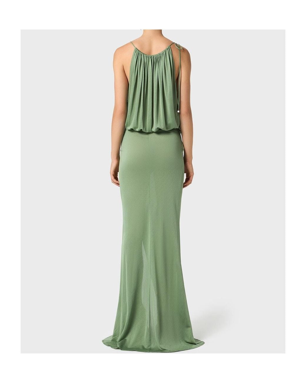 Blumarine Green Draped-Detail Maxi Dress