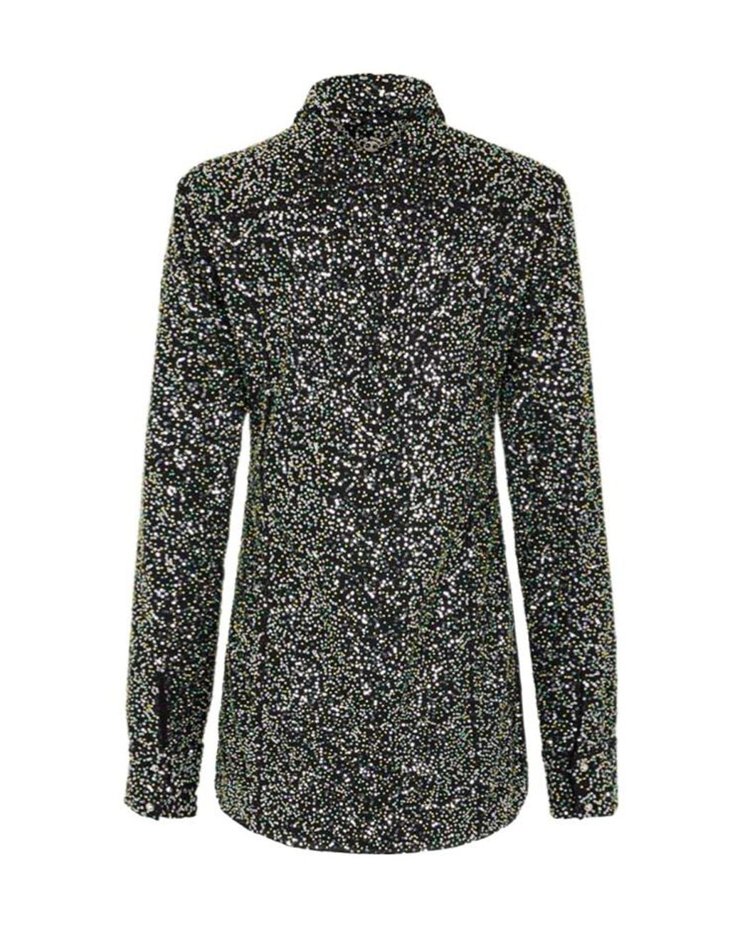 Rabanne Black Rabanne Embellished Long-Sleeved Shirt