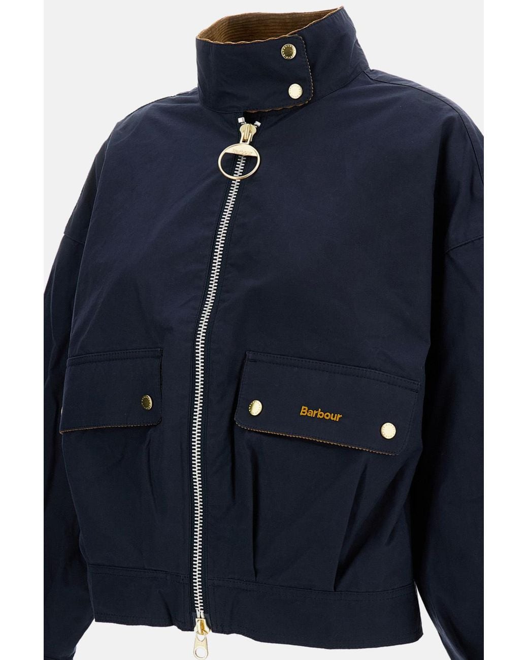 Barbour Black Logo Detailed Zipped Jacket