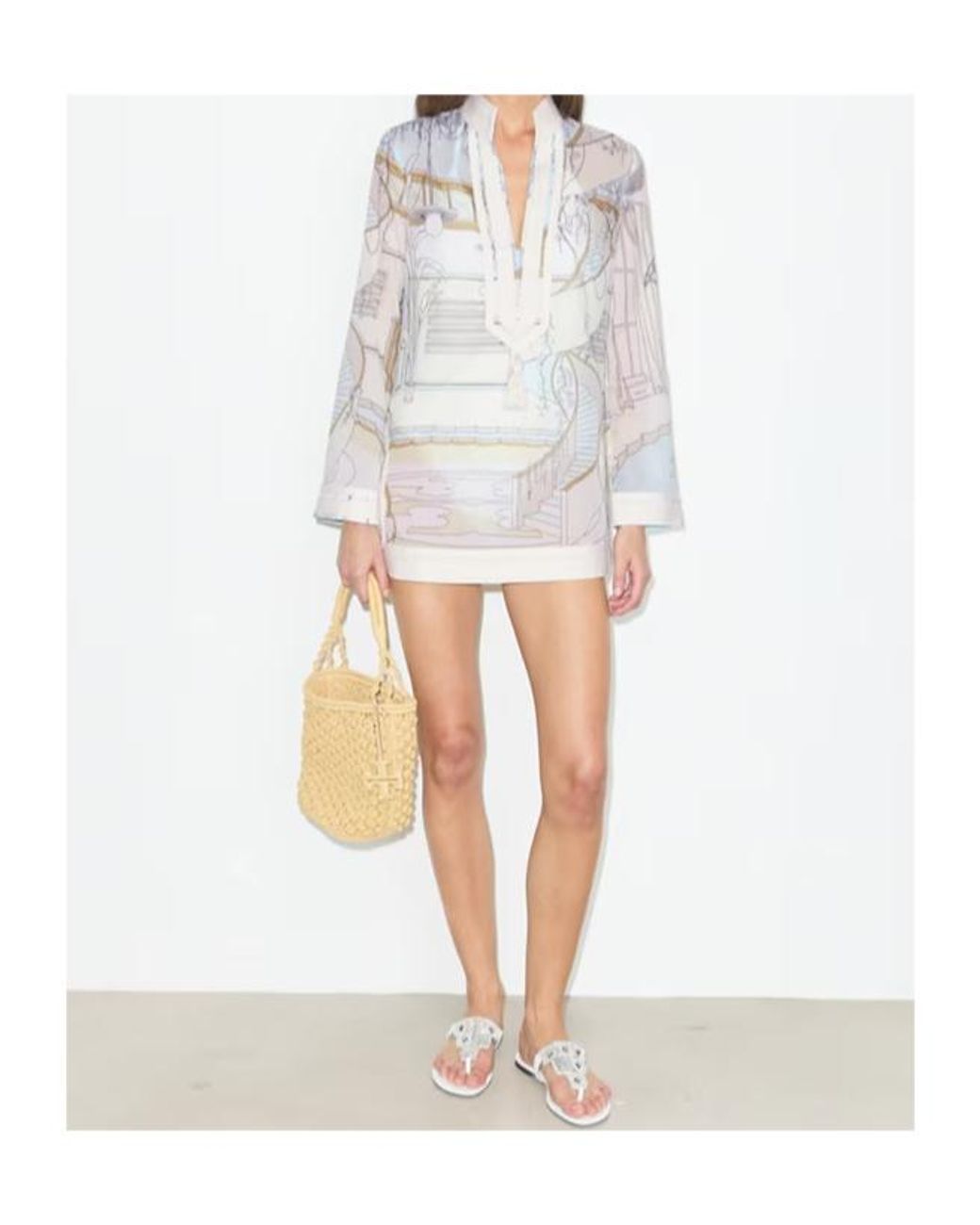 Tory Burch White Printed Tory Tunic