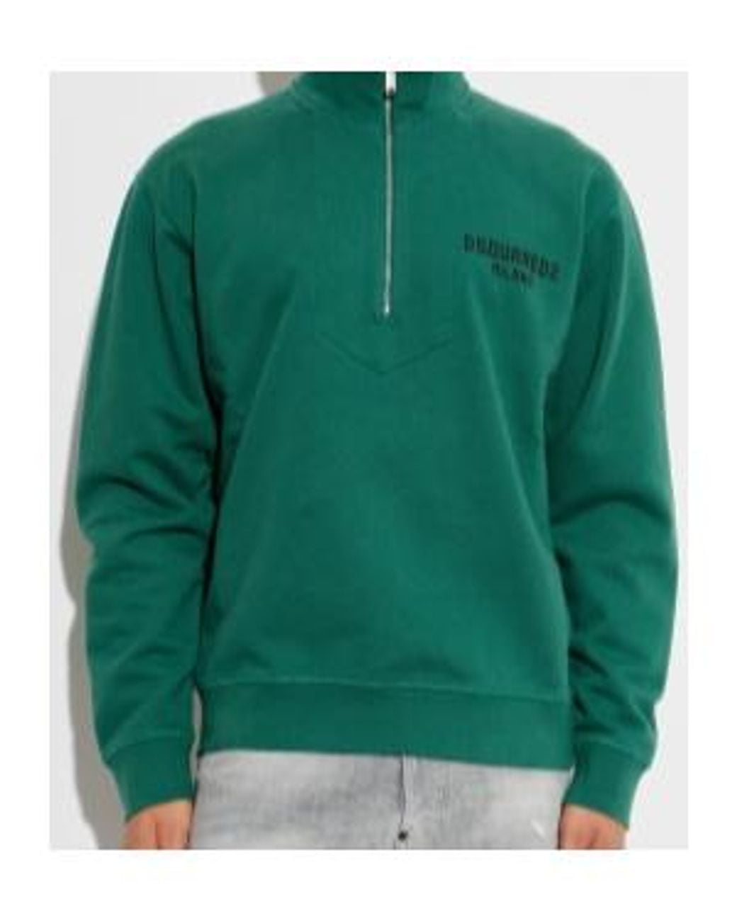 DSquared² Green Logo Half-Zip Sweatshirt for men