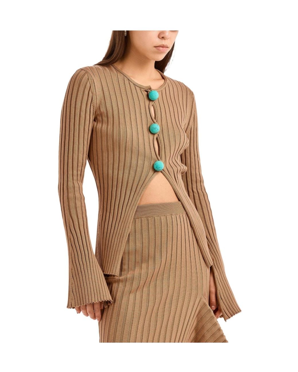 Stella McCartney Brown Lightweight Striped Cardigan