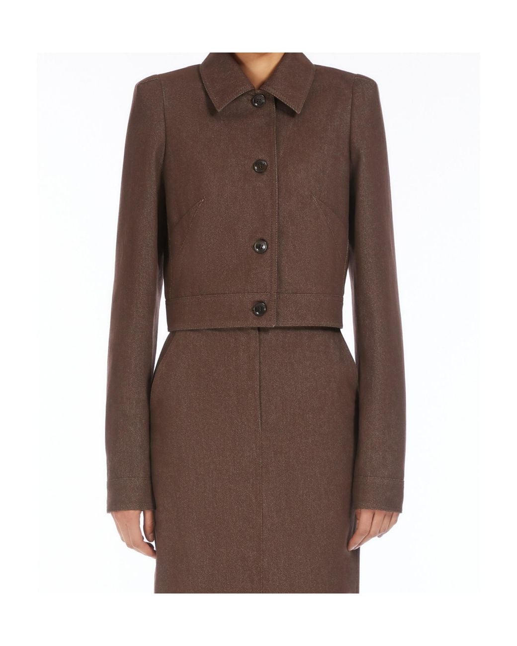 Max Mara Brown Carpa Button-Up Cropped Jacket