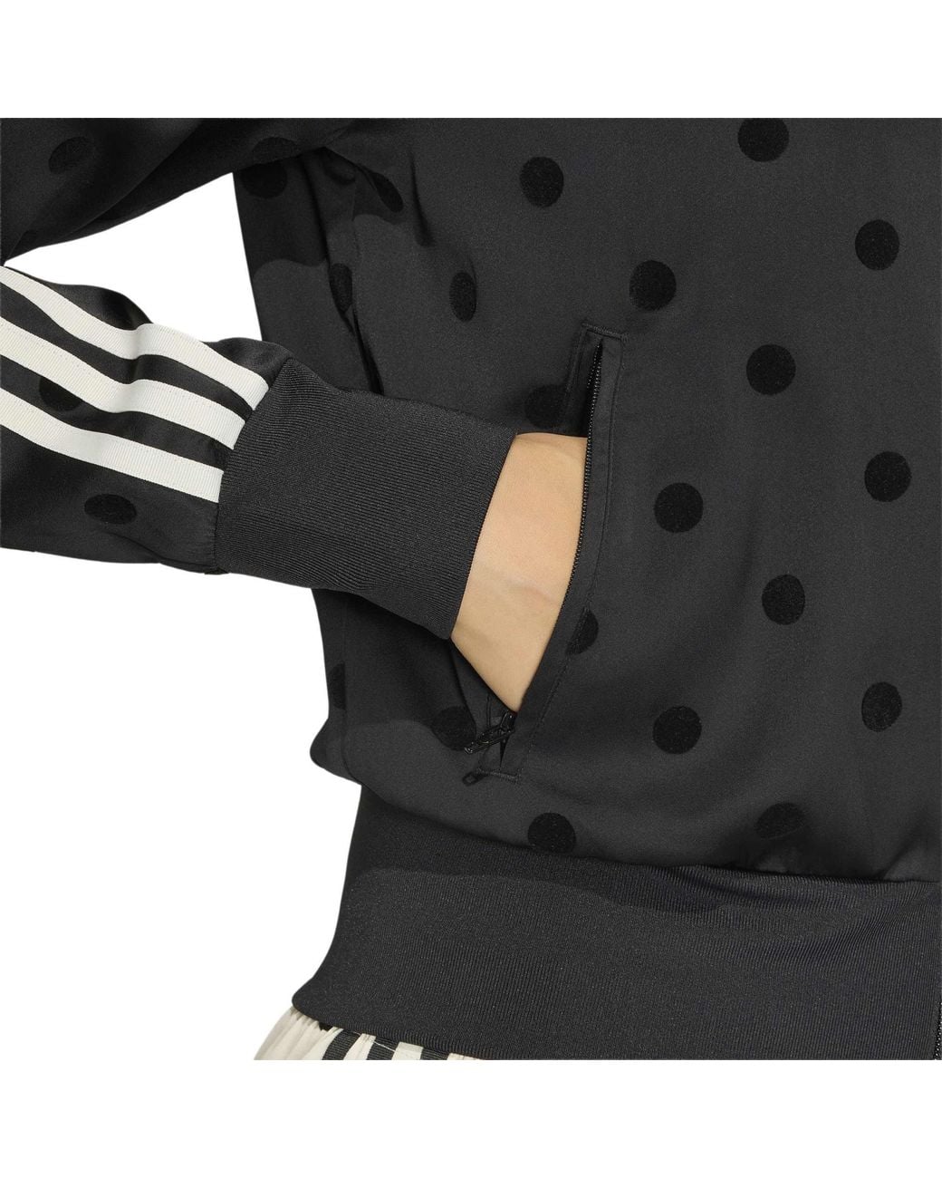 Adidas Originals Black Polka-Dot Short-Length Stand-Collar Sport Jacket