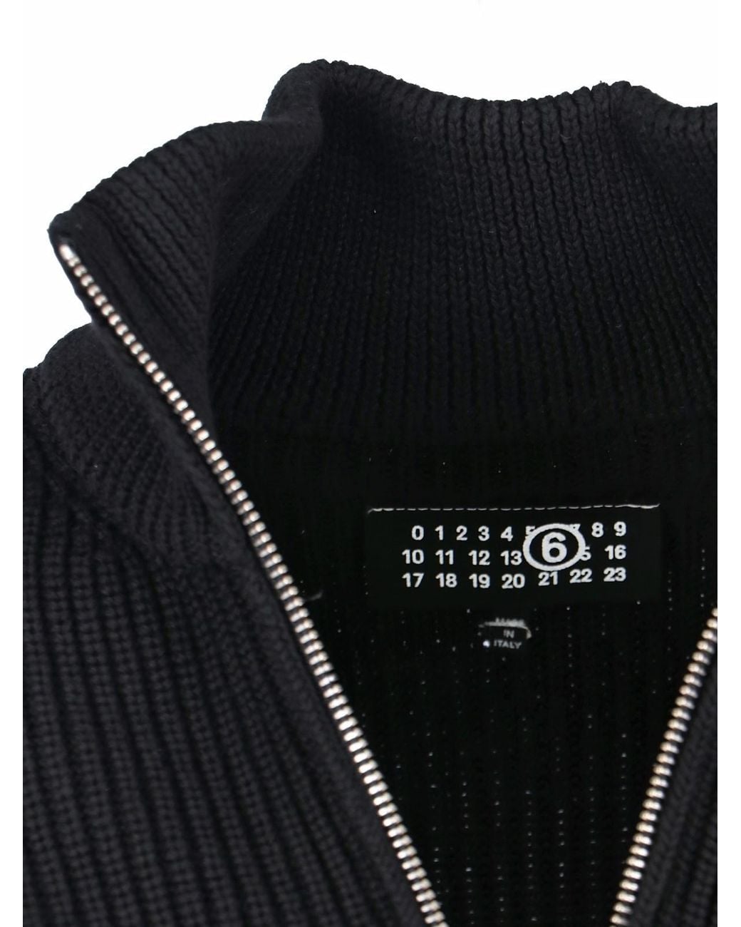 MM6 by Maison Margiela Black Ribbed-Knit Zipped Cardigan