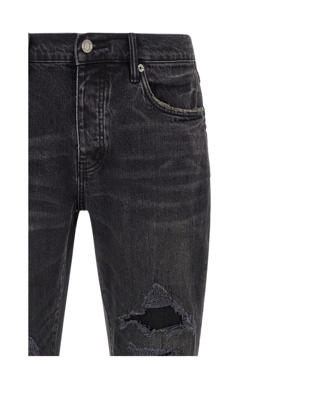 Purple Brand Black P004 Distressed Flared Jeans for men