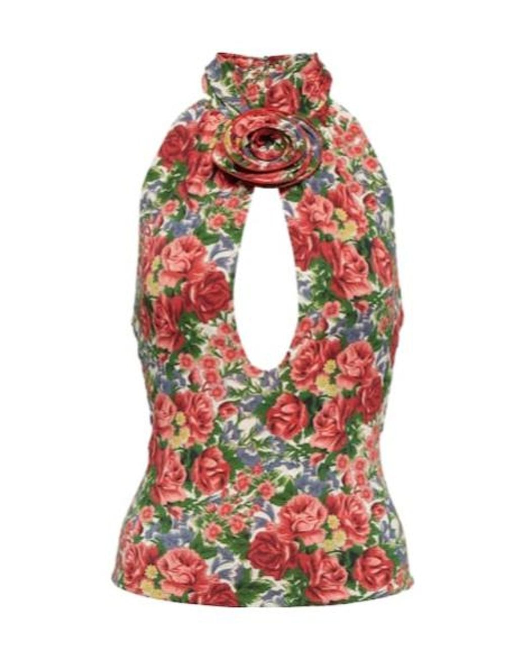 Magda Butrym White Floral Halterneck Top
