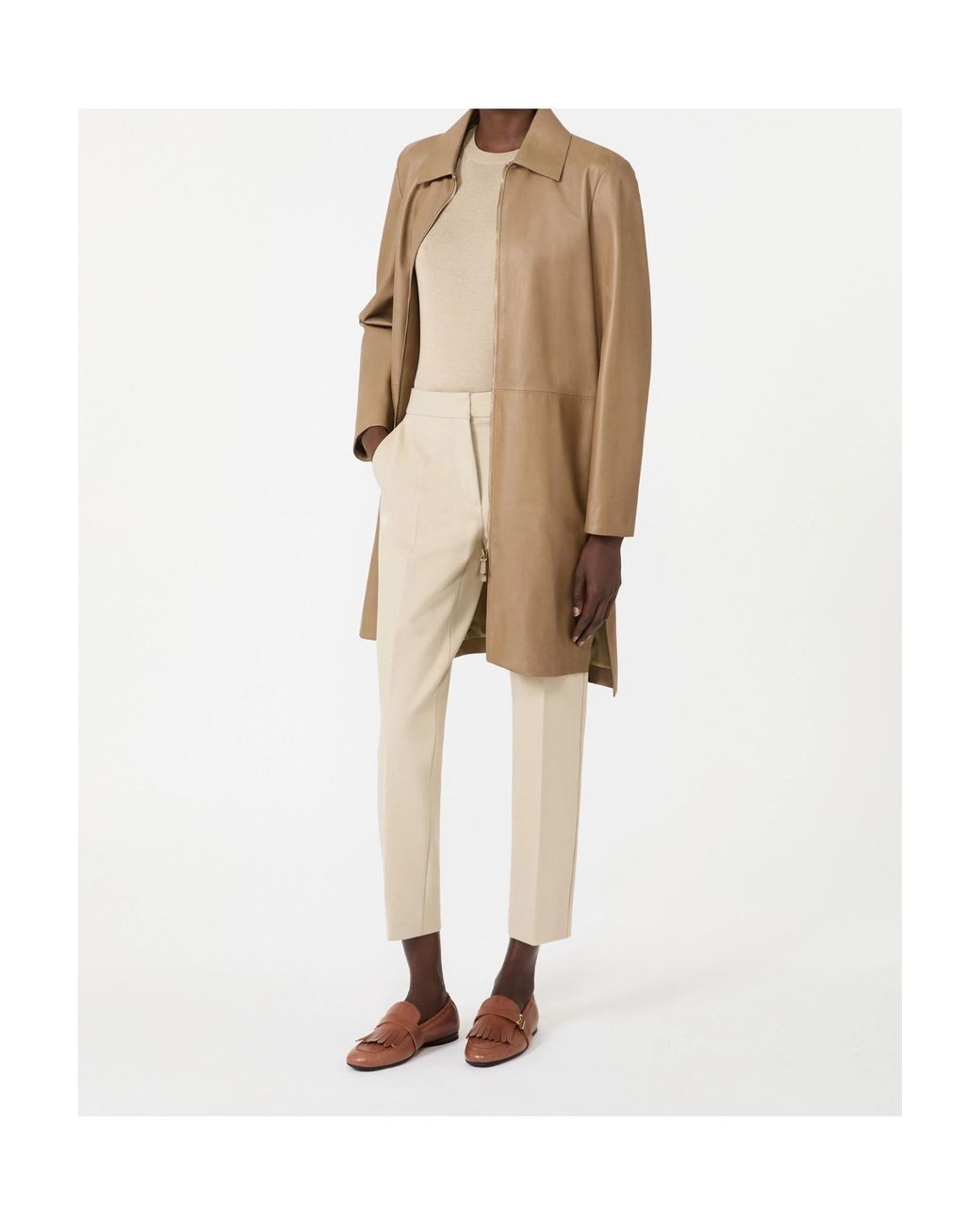 Max Mara Natural Pressed-Crease Cropped Trousers