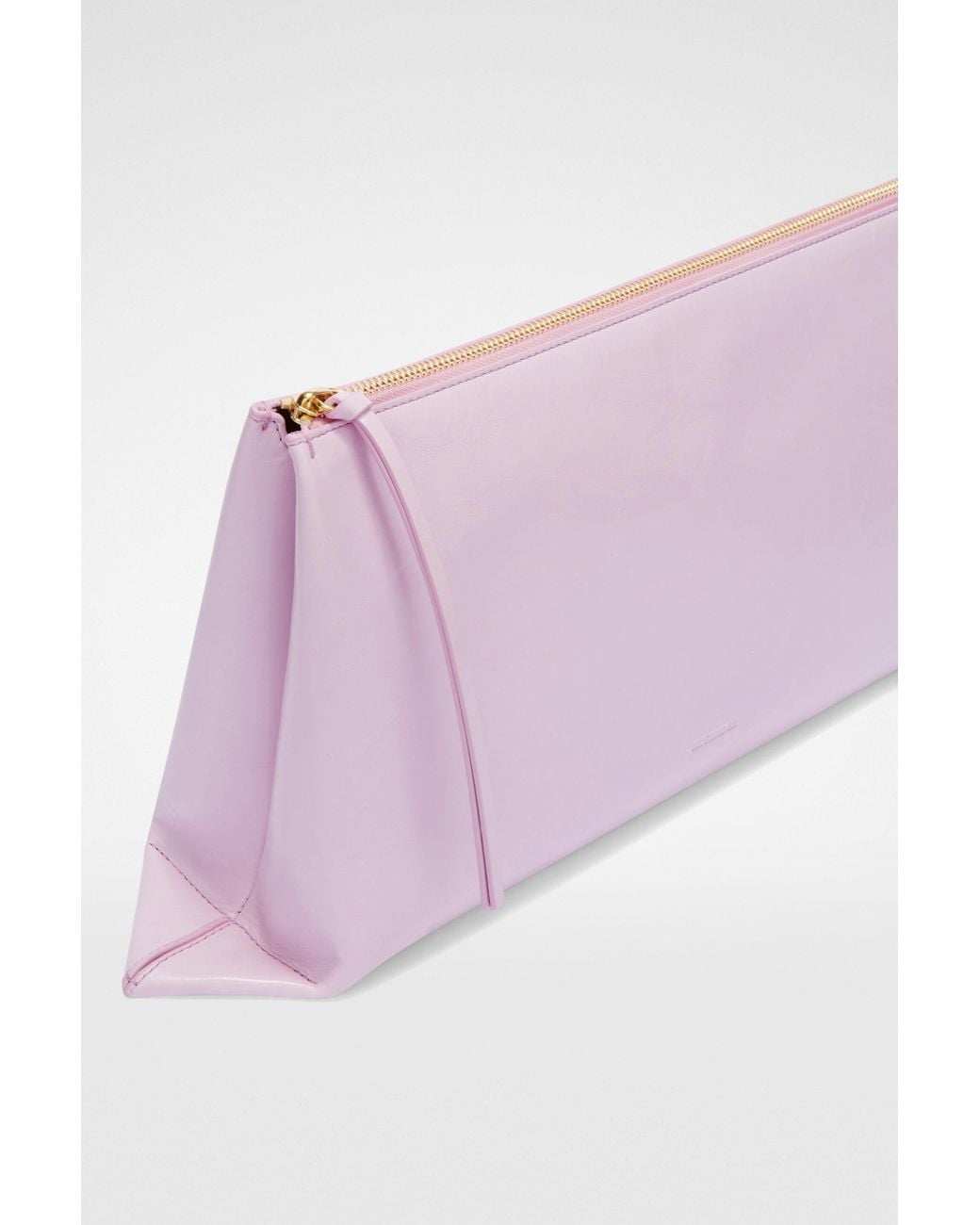 Jil Sander Purple Logo Embossed Zipped Clutch Bag