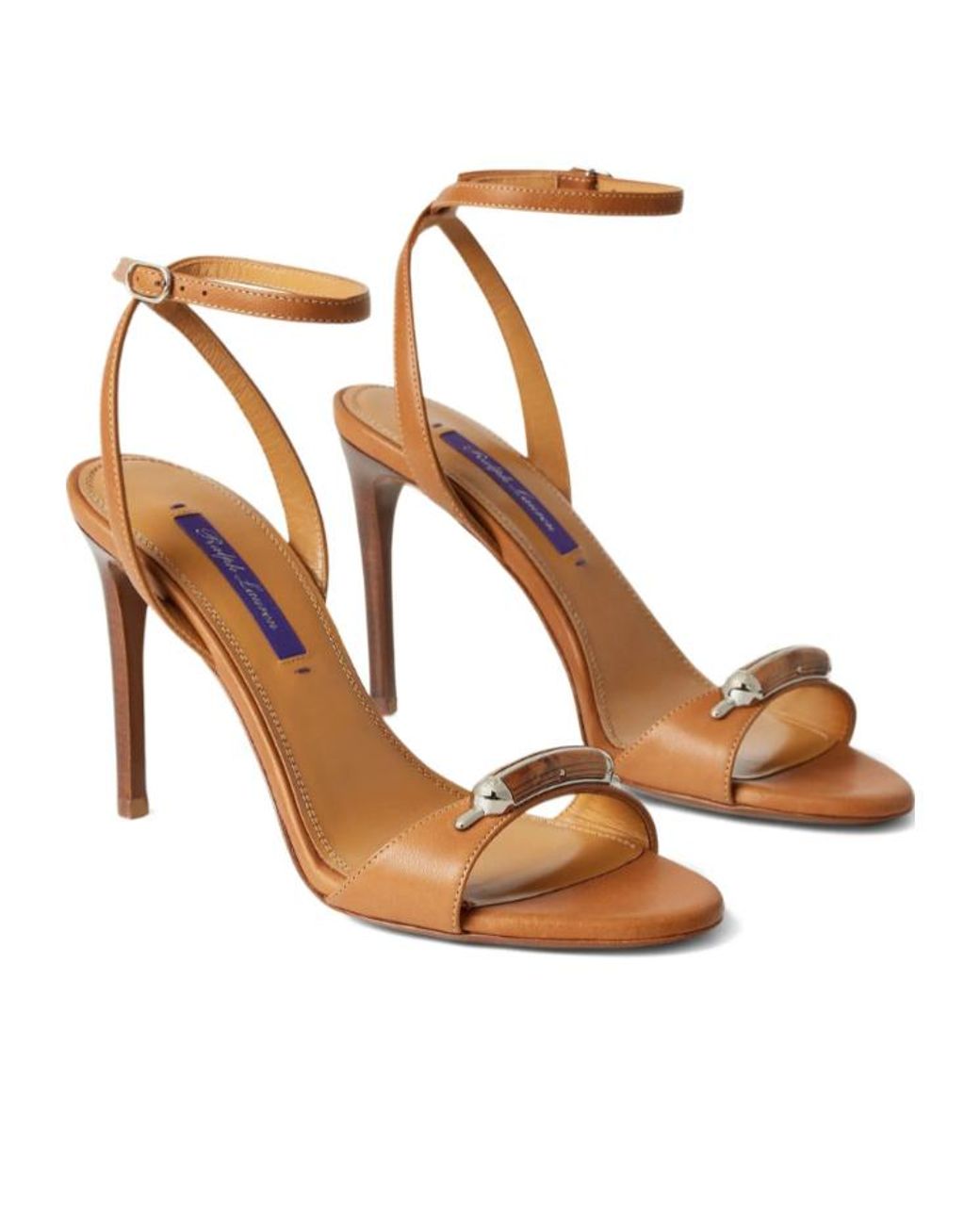 Ralph Lauren Metallic Ankle-Strap Heeled Sandals