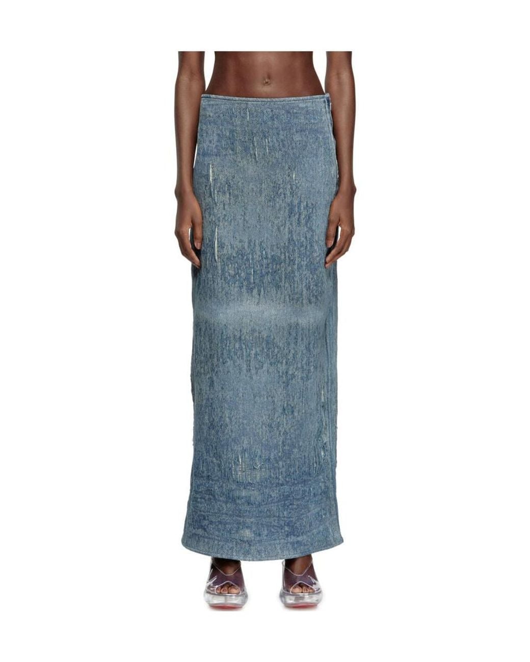 DIESEL Black De-Megan-Fsg Distressed Denim Skirt