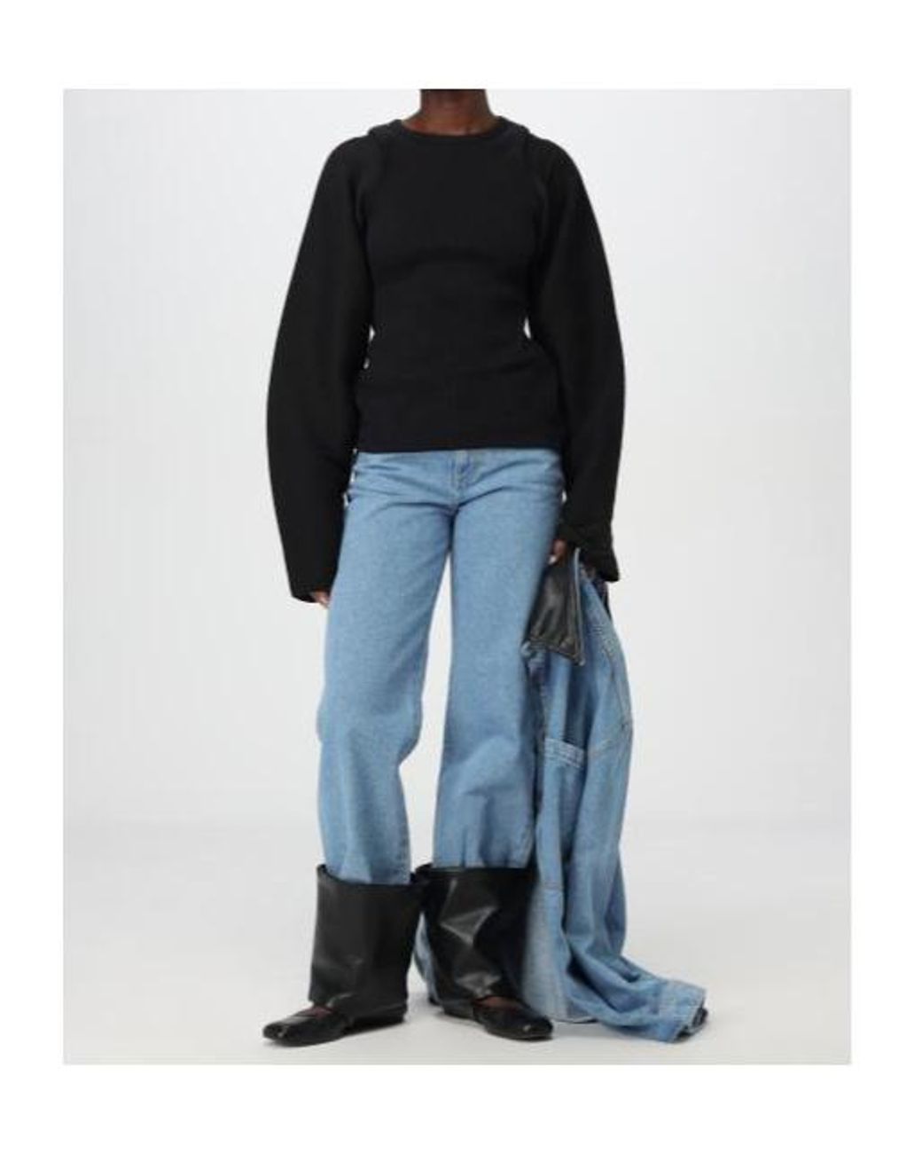 Nanushka Blue Turn-Up Detailed Straight-Leg Jeans