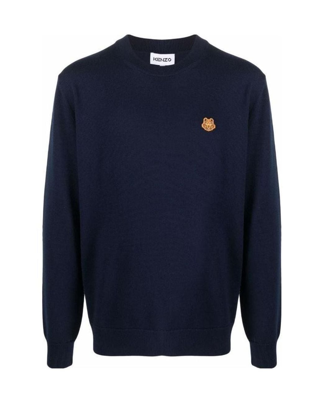 KENZO Blue Tiger Logo-Patch Jumper for men