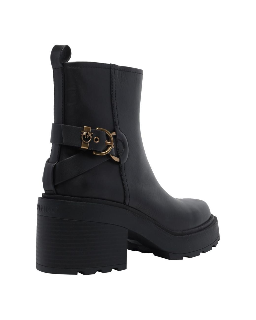 Pinko Black Logo Buckle Fastened Heeled Boots