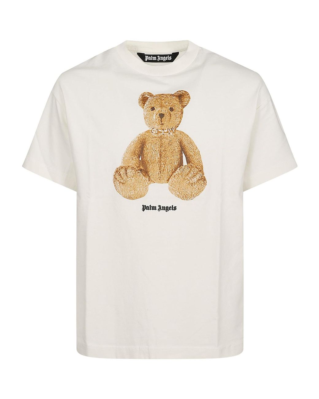Palm Angels White Bear Printed Crewneck T-Shirt for men