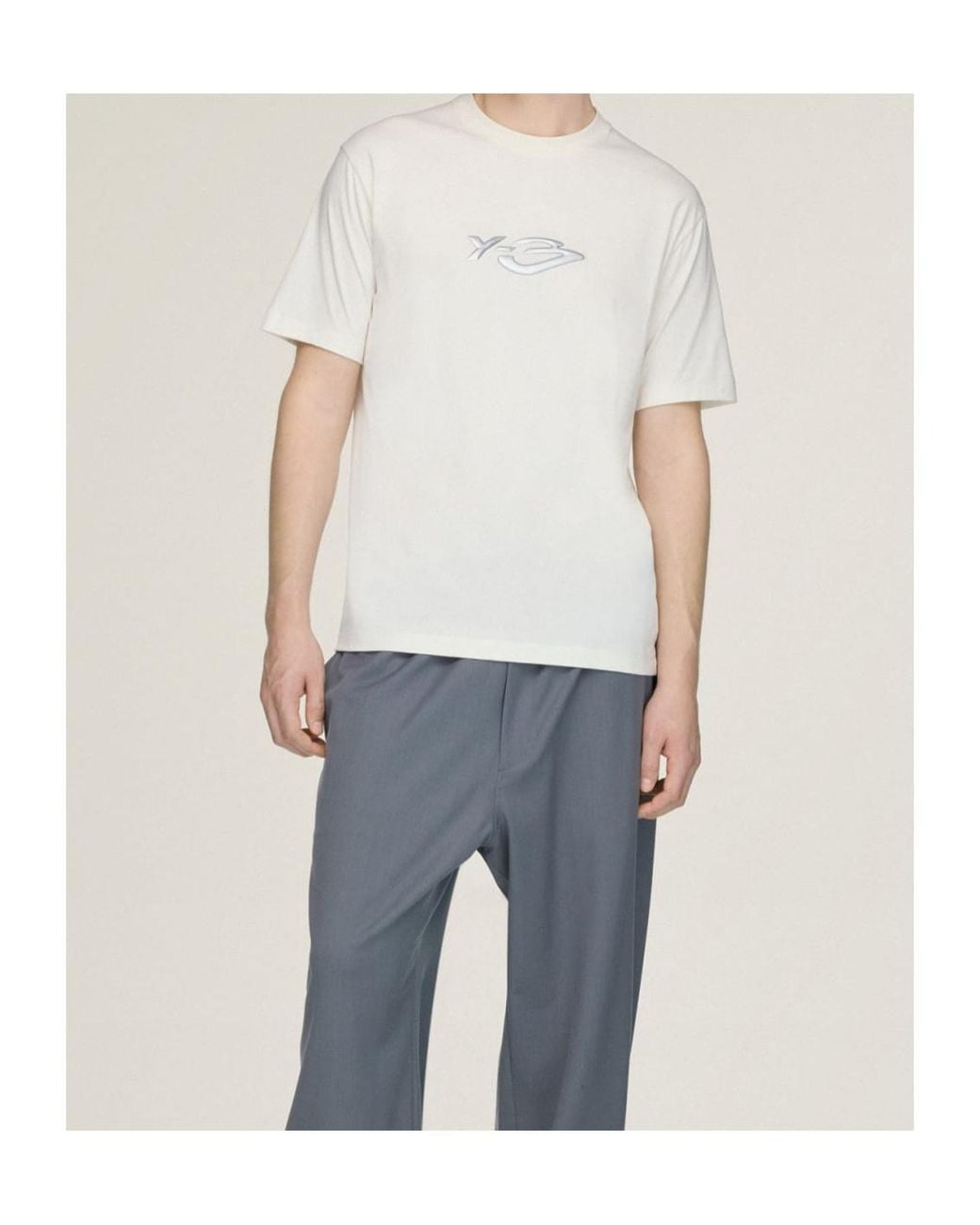 Y-3 White Logo Crew-Neck T-Shirt for men