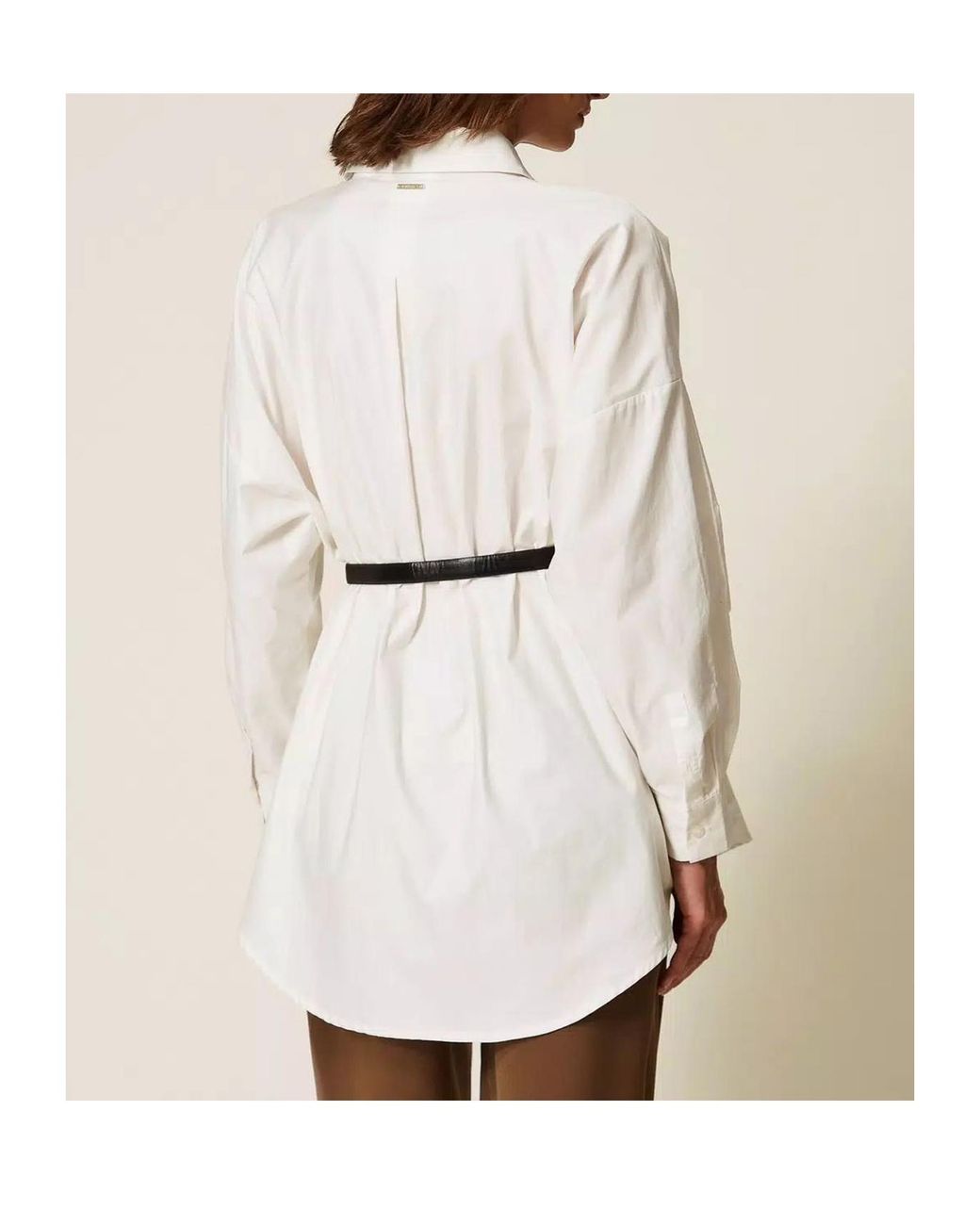 Twinset White Belted Poplin Shirt