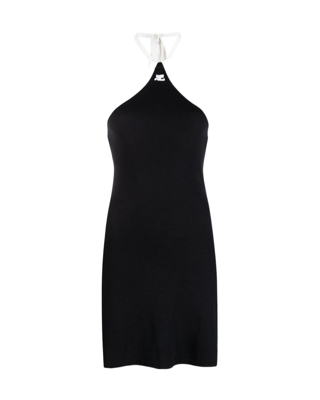 Courreges Black Logo-Embroidered Cotton Dress