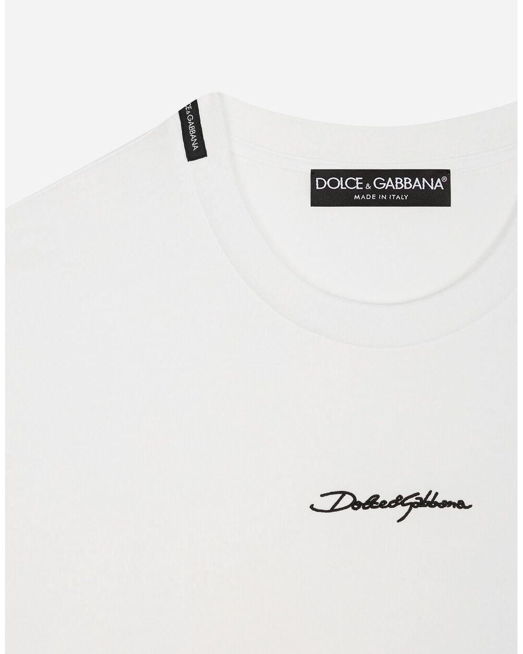 Dolce & Gabbana White Logo Patch Crewneck T-Shirt for men