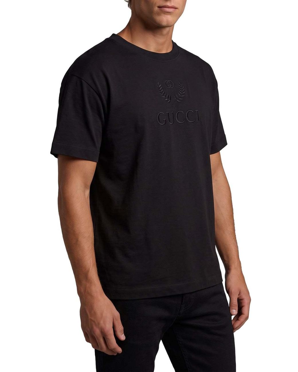 Gucci Black Embroidery Jersey T-Shirt for men
