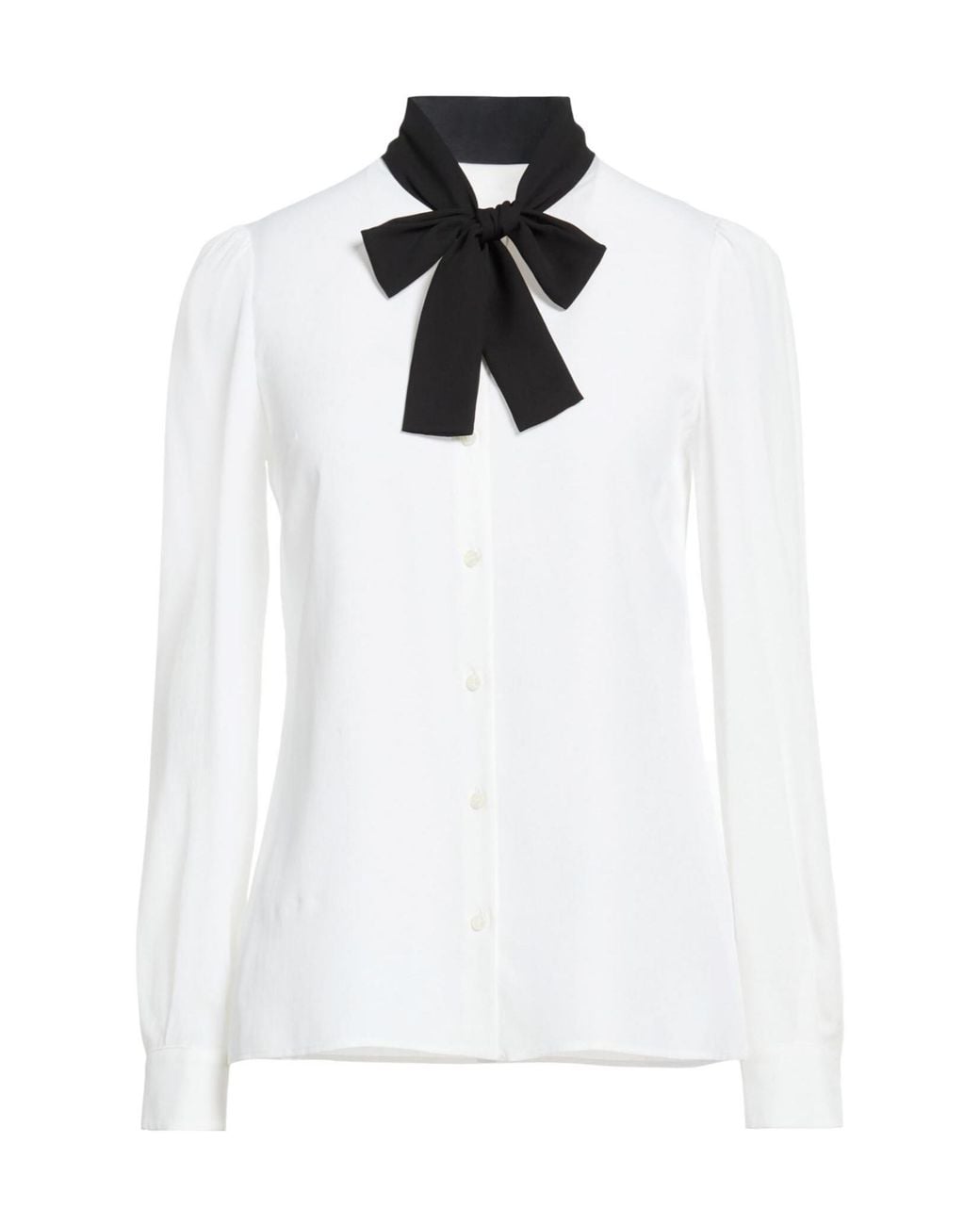 Dolce & Gabbana White Bow-Tie Blouse